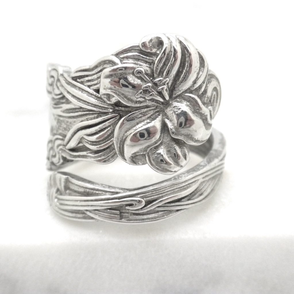 Flower Dark Silver Boho Ring Wrap Fits 6-9